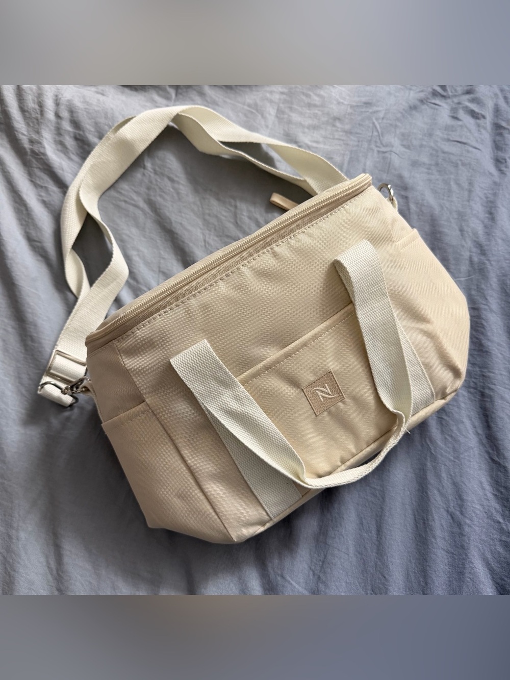 Limited Edition Nespresso Cream Insulated Cooler Travel Tote with long strap